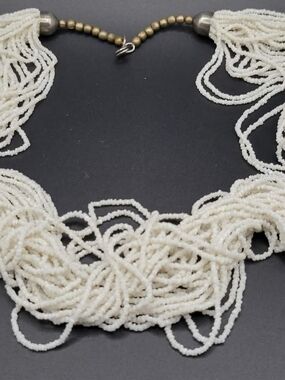 Unbranded White Multi-Strand Seed Bead Statement Necklace